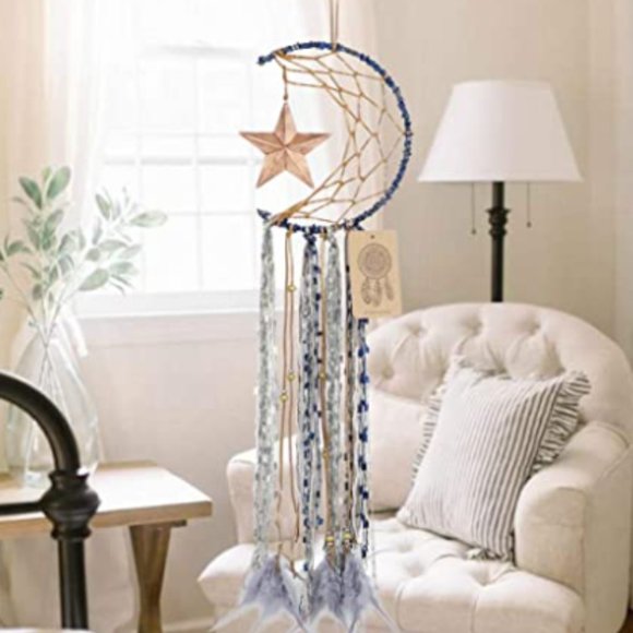 Boho Hippie Moon Star Feather Dream Catcher - Picture 16 of 16